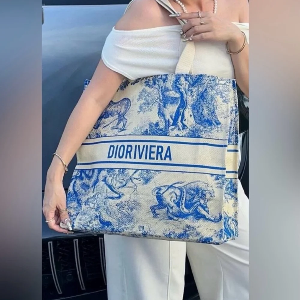 Christian Dior straw tote